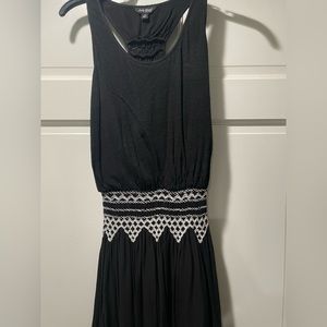 Black linen casual mini summer dress